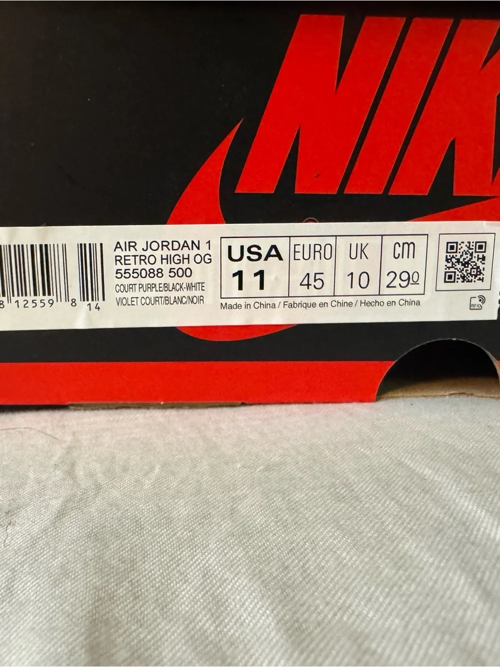 Jordan 1 high court purple size 11